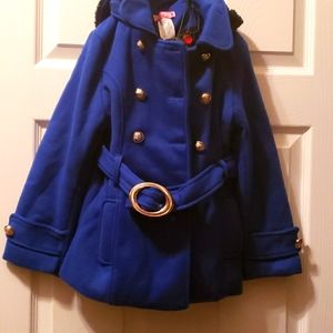 Girls winter coat with hood navy blue New